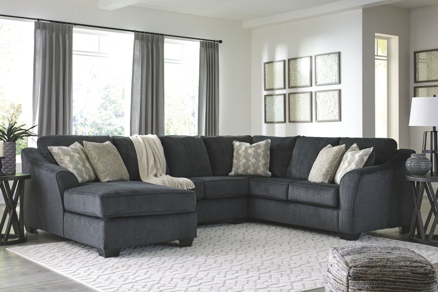 Eltmann – Slate – Left Arm Facing Corner Chaise With Sofa 3 Pc Sectional 41303/16/34/49