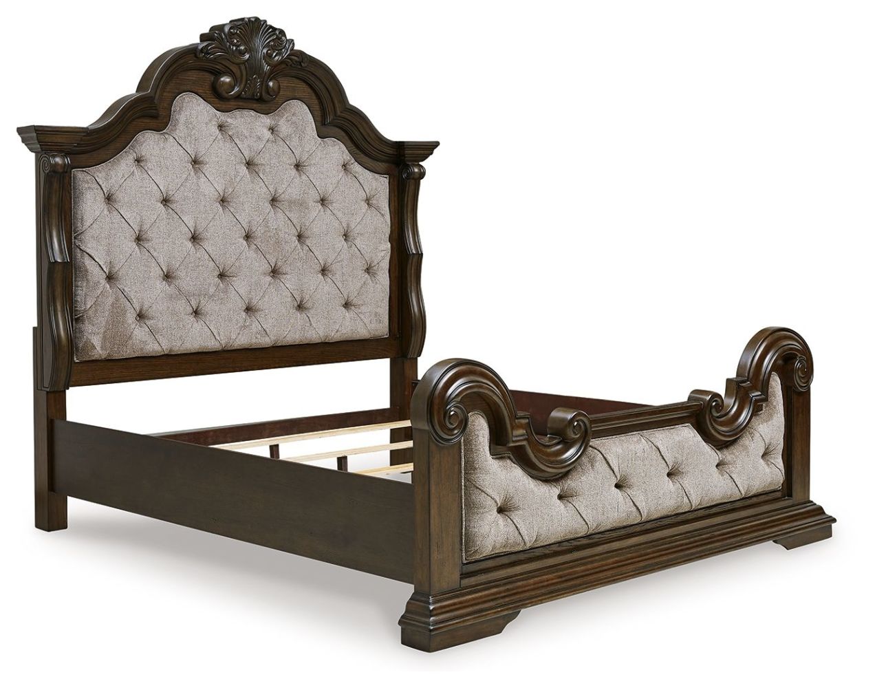 Maylee – Dark Brown – 5 Pc. – Dresser, Mirror, King Upholstered Bed B947/31/36/58/56/97