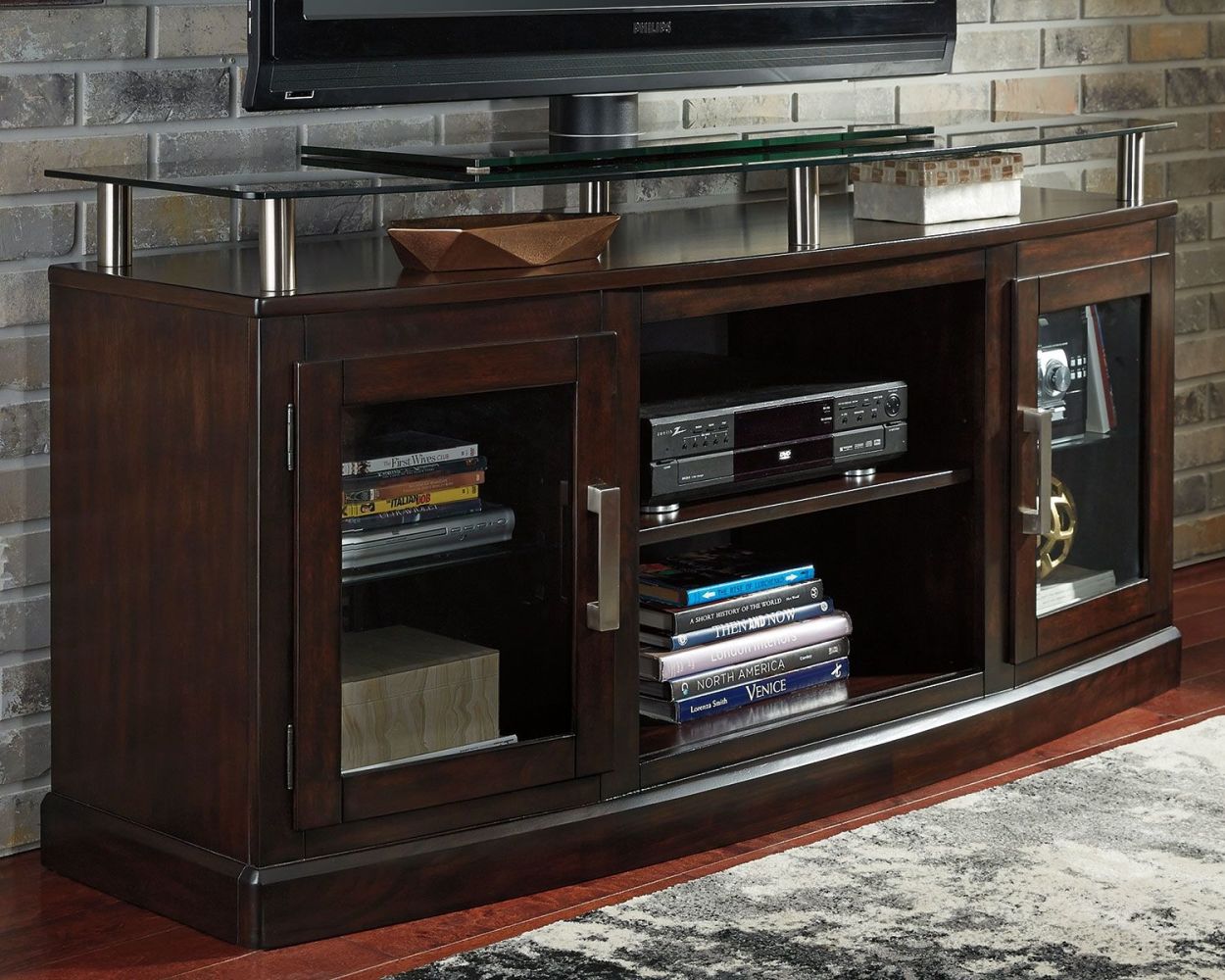 Chanceen – Dark Brown – Medium TV Stand/Fireplace Opt W757-48