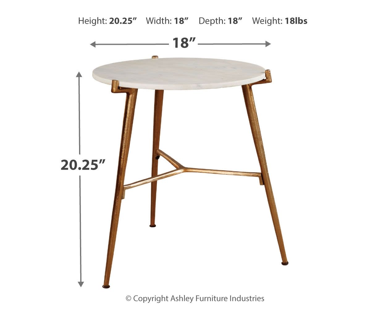 Chadton – White / Gold Finish – Accent Table A4000004