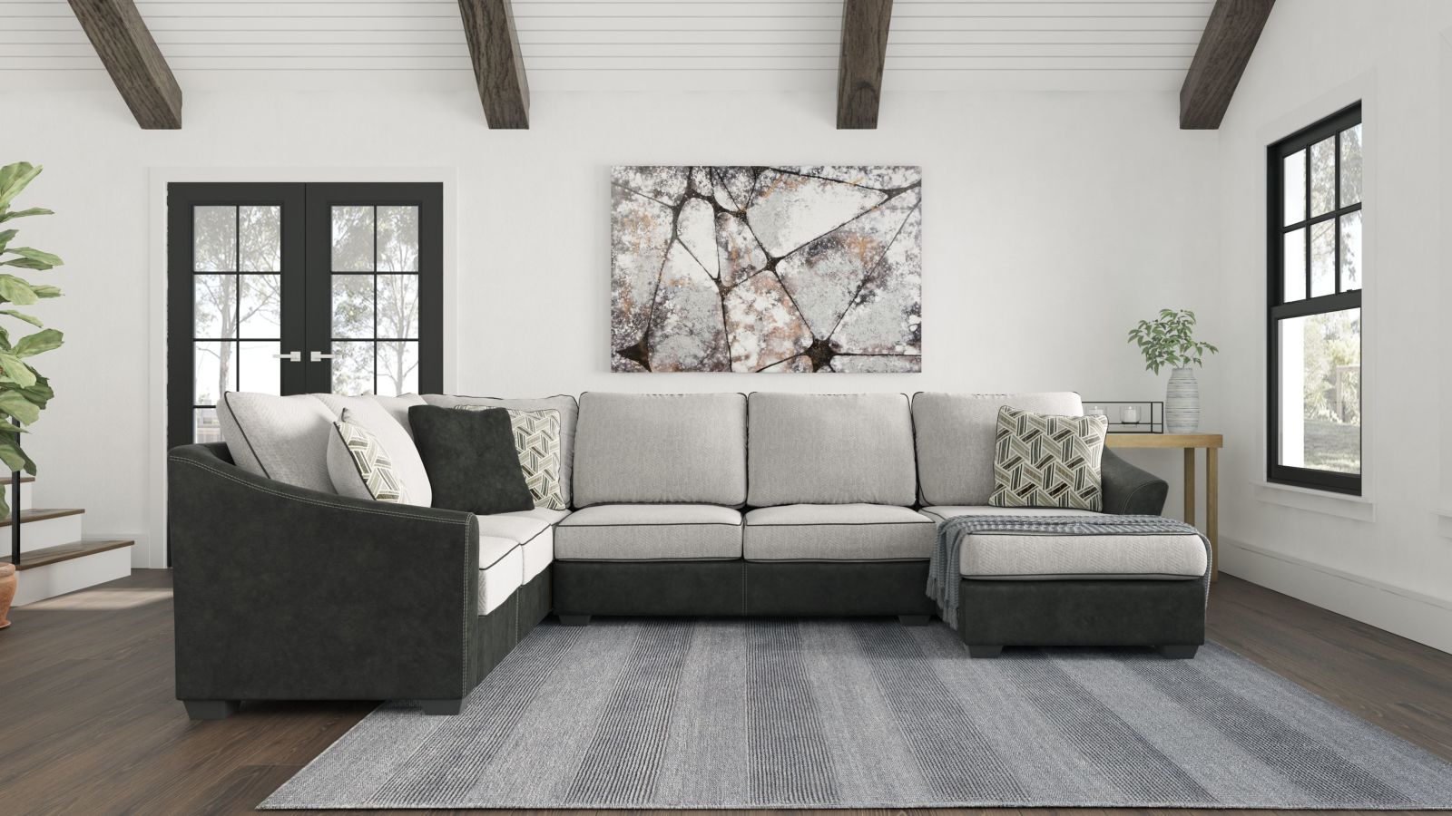 Bilgray – Pewter – Right Arm Facing Corner Chaise 3 Pc Sectional 55003/48/34/17