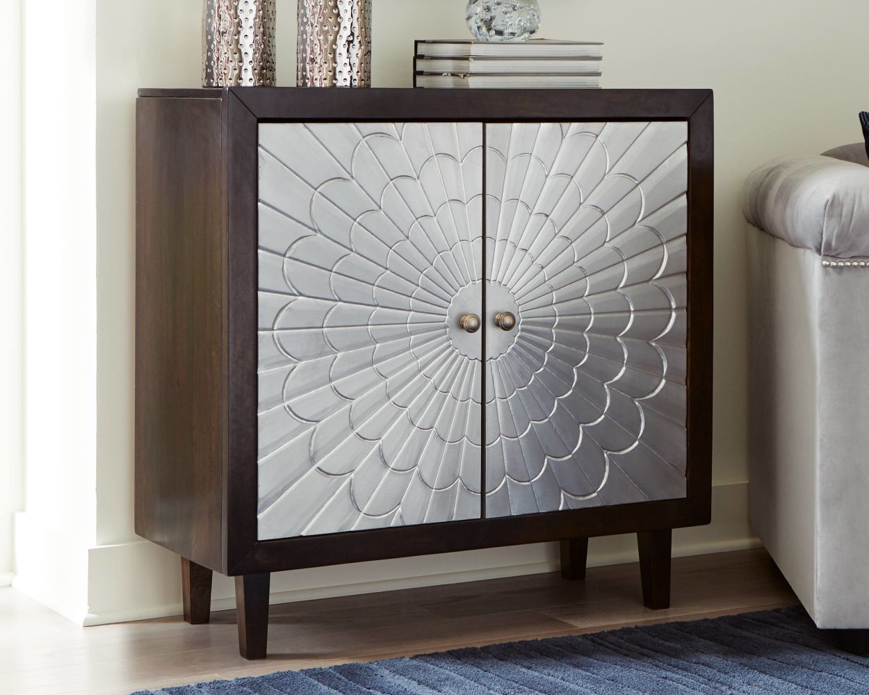 Ronlen – Brown / Silver Finish – Accent Cabinet A4000175