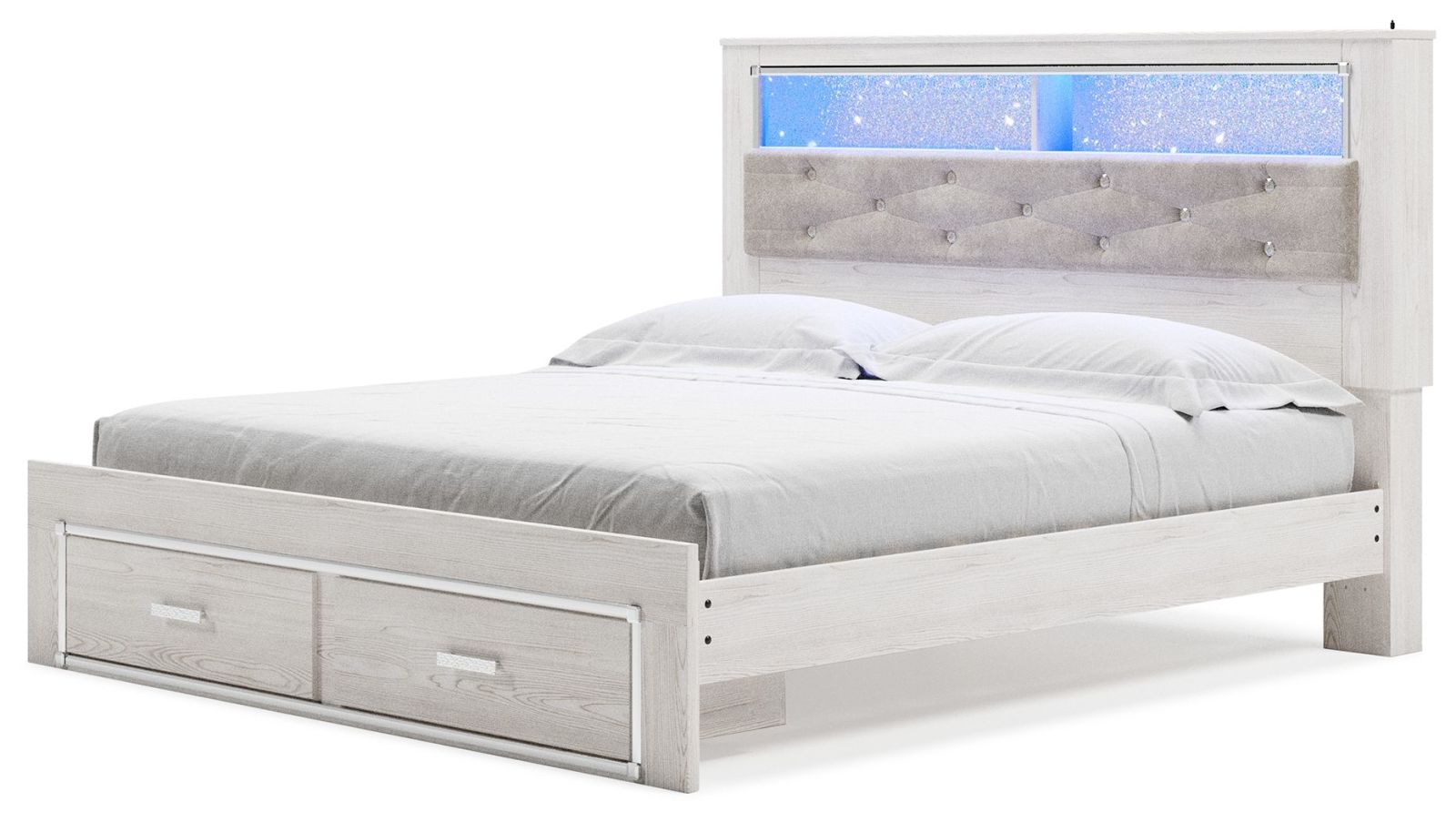 Altyra – White – King Upholstered Bookcase Bed With Storage B2640B30