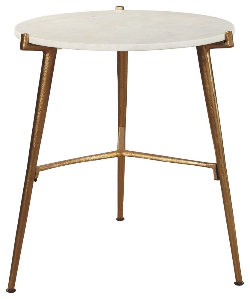 Chadton – White / Gold Finish – Accent Table A4000004
