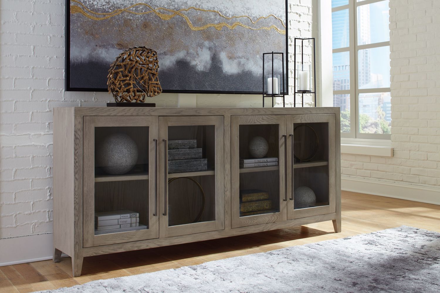Dalenville – Warm Gray – Accent Cabinet – 4 Doors A4000421