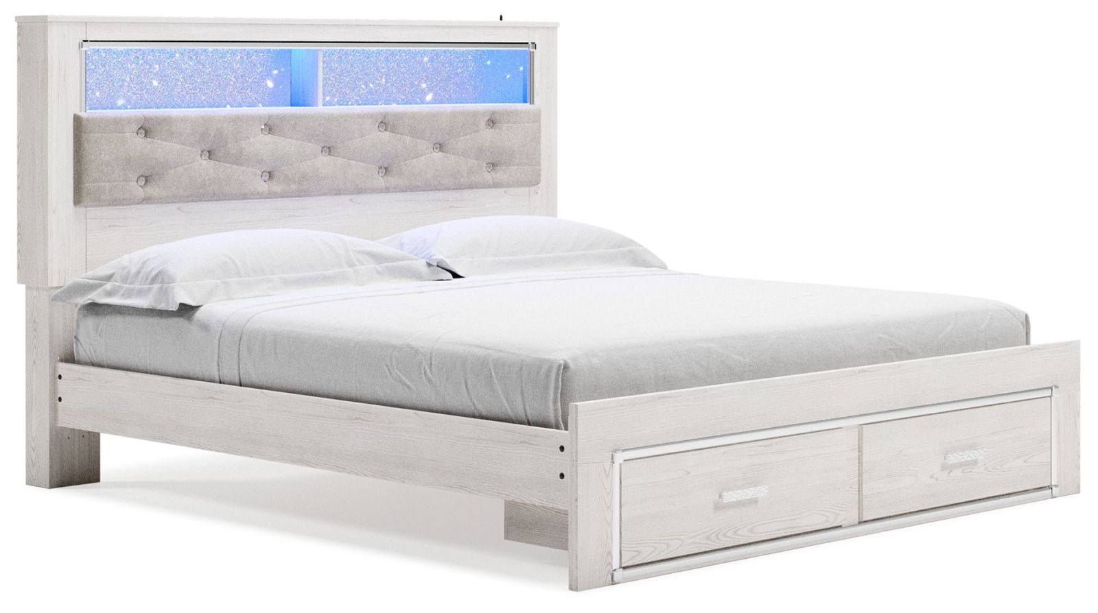 Altyra – White – King Upholstered Bookcase Bed With Storage B2640B30