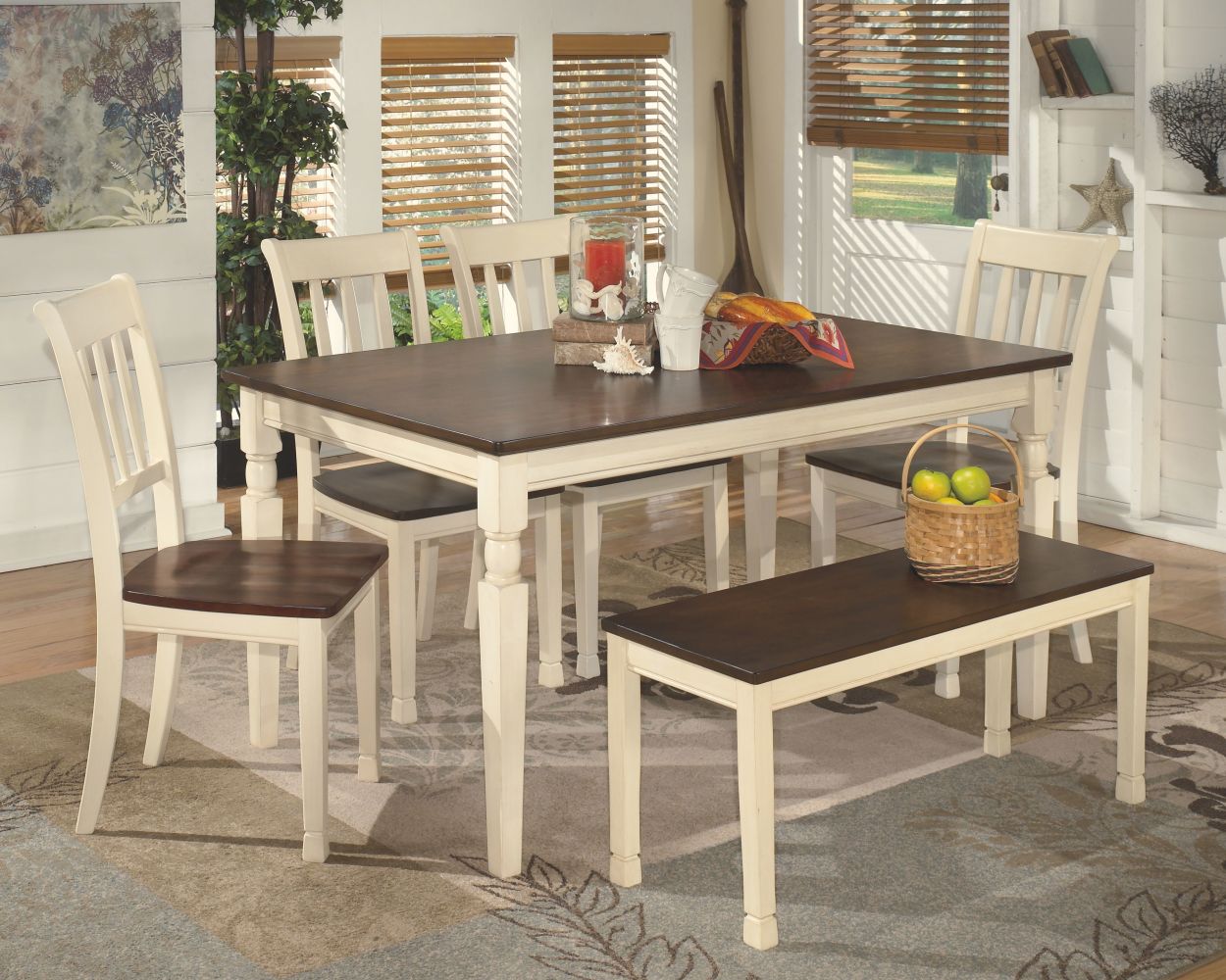 Whitesburg – Brown / Cottage White – Rectangular Dining Room Table D583-25