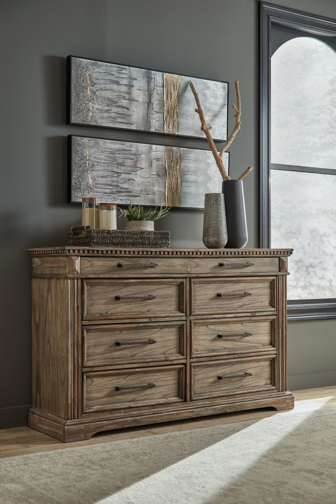 Markenburg – Brown – 8 Pc. – Dresser, Mirror, Chest, King Panel Bed, 2 Nightstands B770/31/36/46/58/56/97/93(2)
