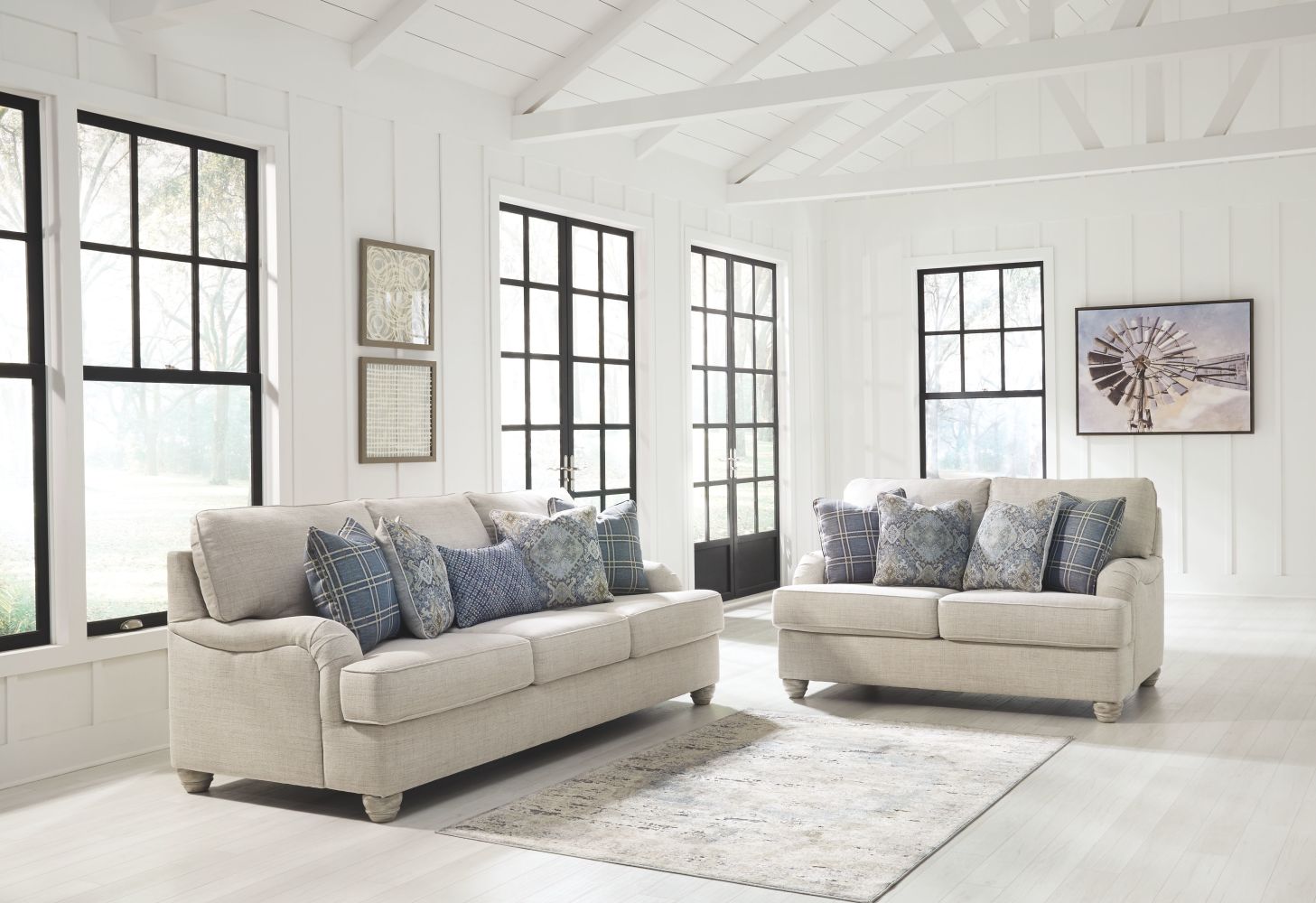Traemore – Linen – 4 Pc. – Sofa, Loveseat, Chair And A Half, Ottoman 27403/38/35/23/14