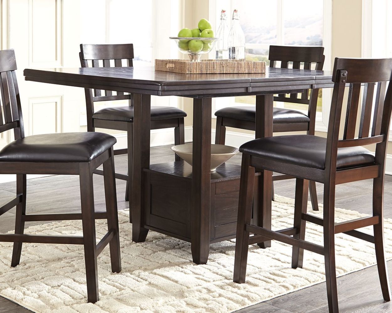 Haddigan – Dark Brown – Rectangular Dining Room Counter Extension Table D596-42