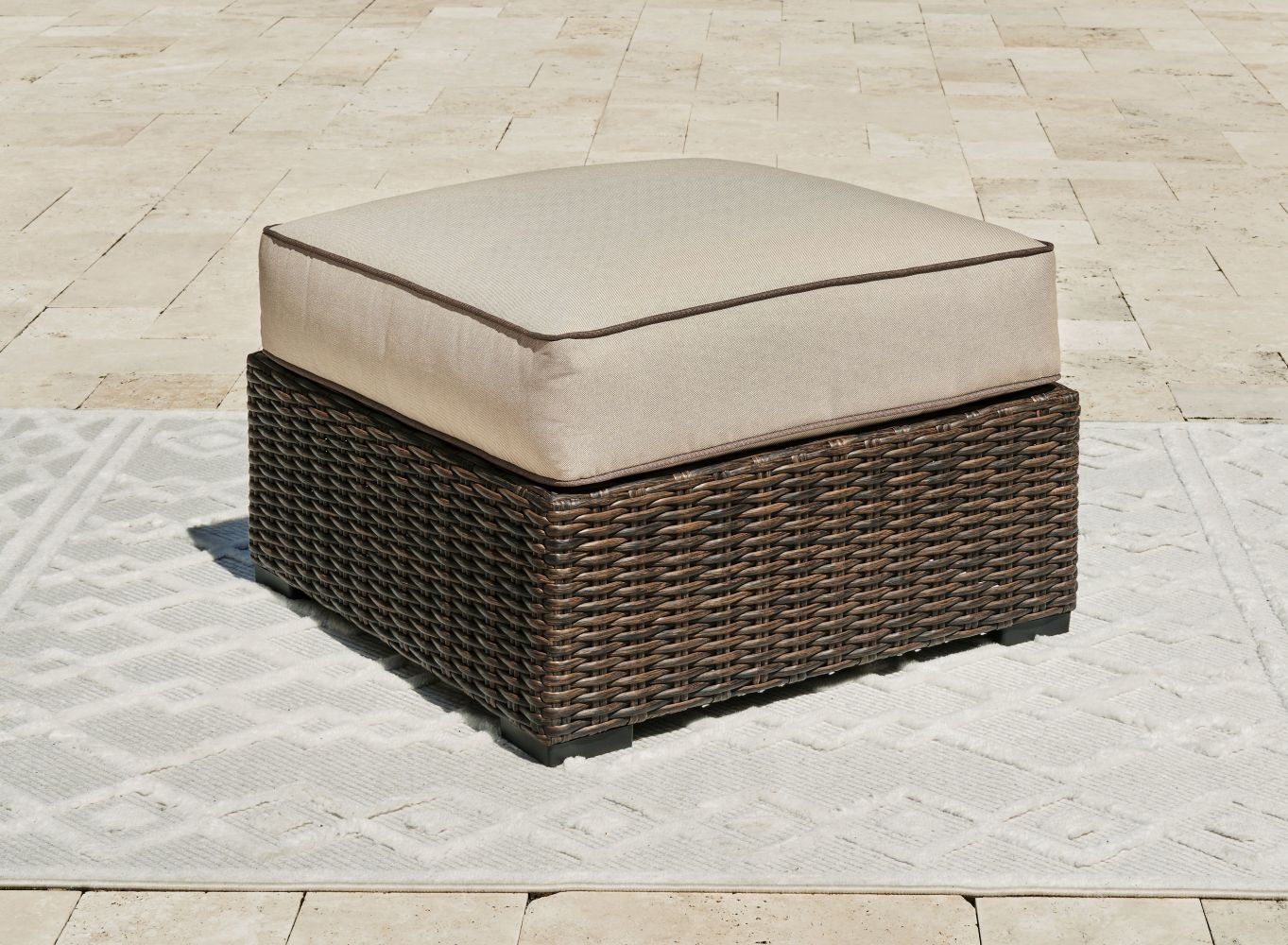 Coastline Bay – Brown – Ottoman With Cushion P784-814