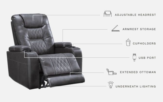 Composer – Gray – Pwr Recliner/Adj Headrest 2150613