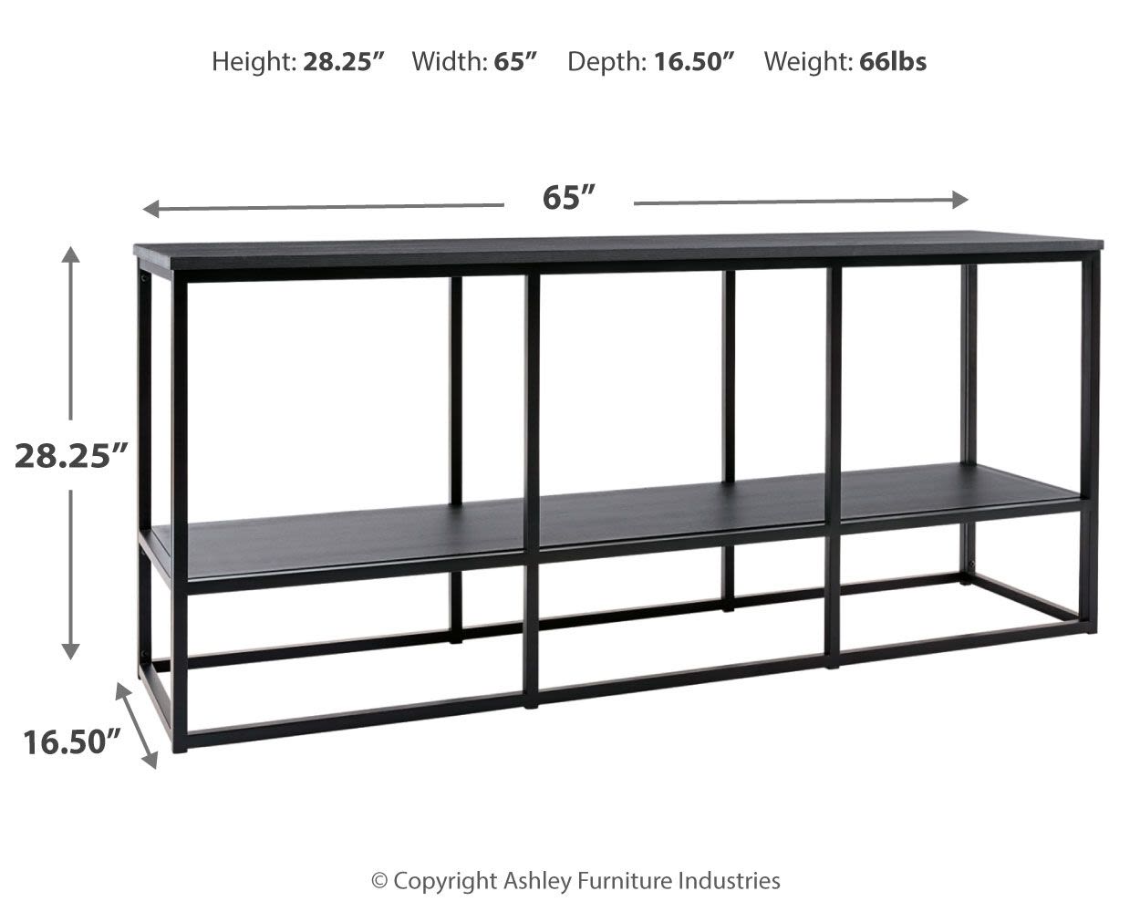 Yarlow – Black – Extra Large TV Stand – Open Shelves W215-10