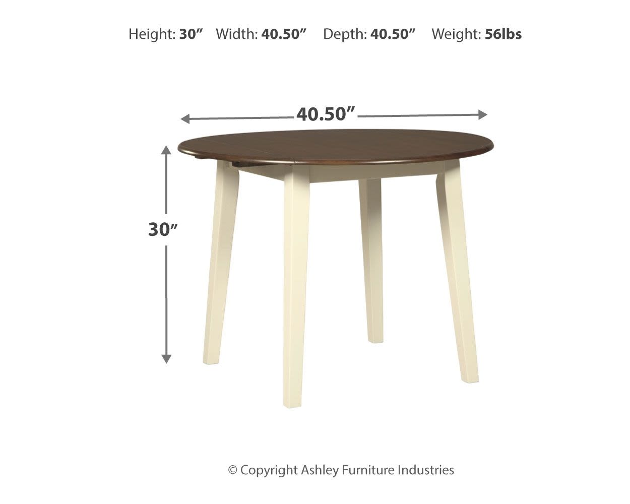 Woodanville – Cream / Brown – Round Drm Drop Leaf Table D335-15