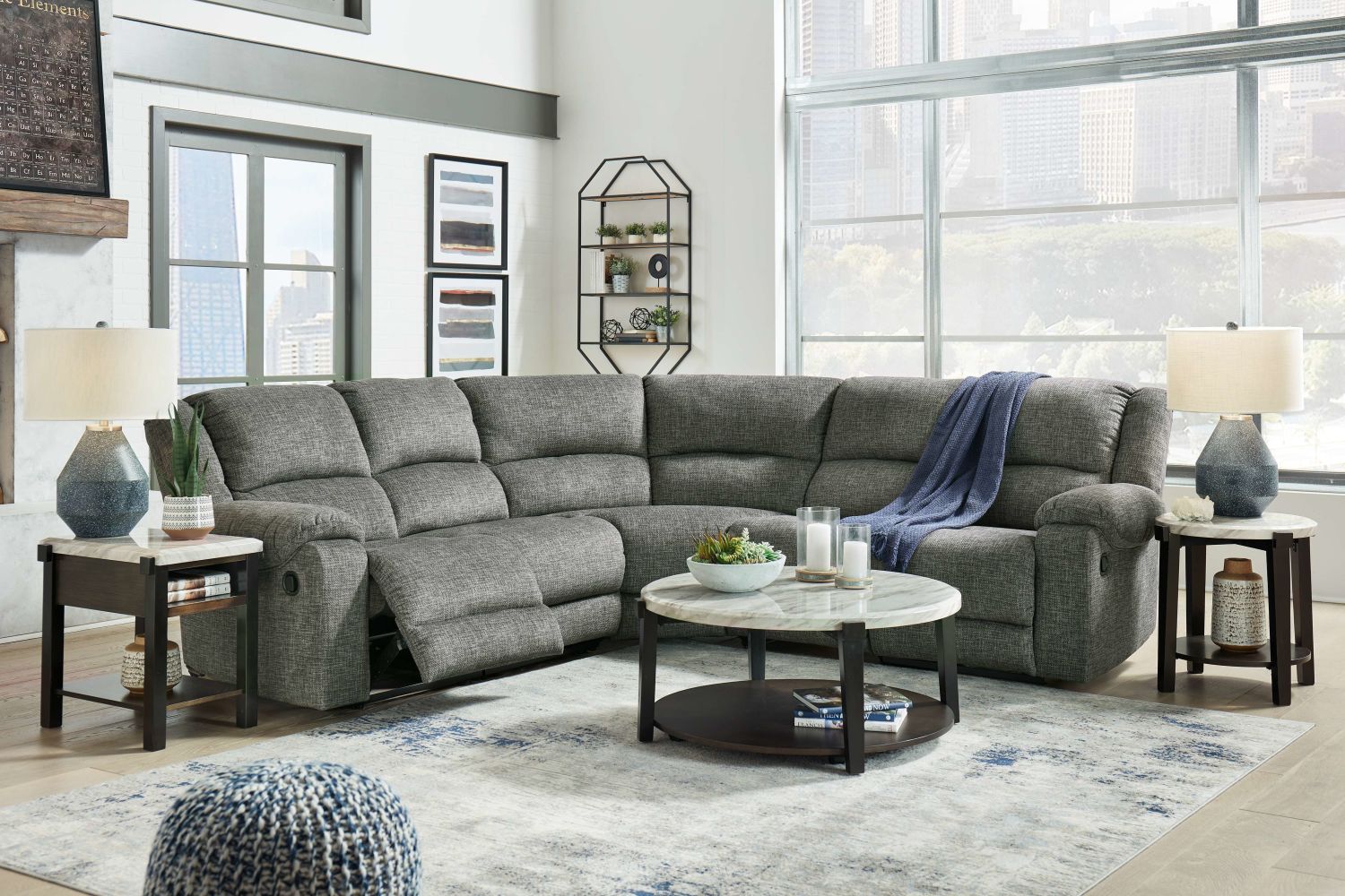 Goalie – Pewter – Zero Wall Recliners 5 Pc Sectional 79103/40/19/77/46/41