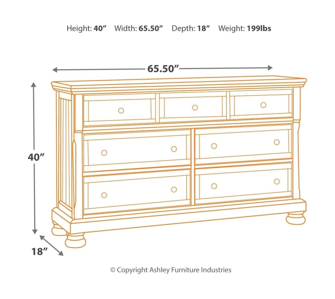 Flynnter – Medium Brown – 6 Pc. – Dresser, Mirror, Queen Panel Bed, Nightstand B719/31/36/57/54/96/92