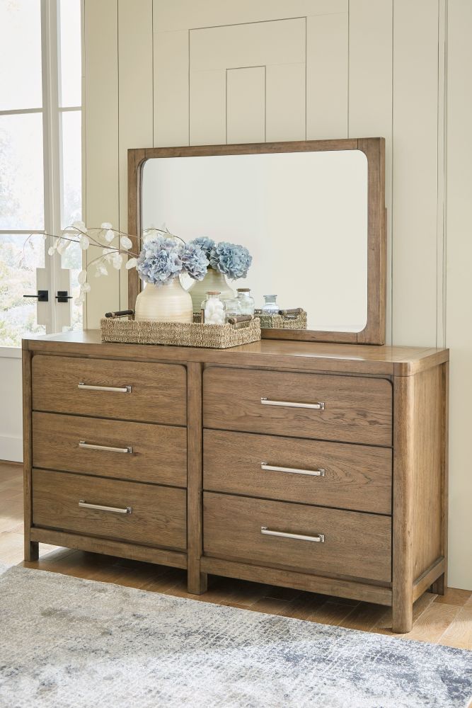 Cabalynn - Light Brown - 4 Pc. - Dresser, Mirror, Queen Upholstered Bed  B974/31/36/74/77 | Derailed Commodity Flooring & Furniture