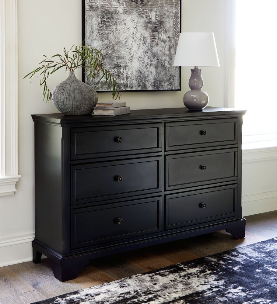 Chylanta – Black – 4 Pc. – Dresser, Mirror, King Sleigh Bed B739/31/36/78/76
