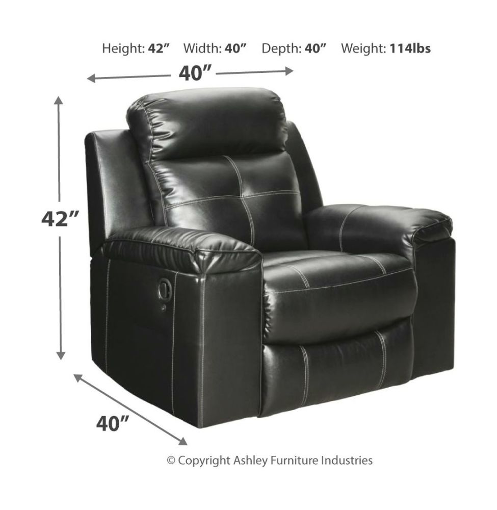 Kempten – Black – 3 Pc. – Reclining Sofa, Loveseat, Rocker Recliner 82105/88/94/25