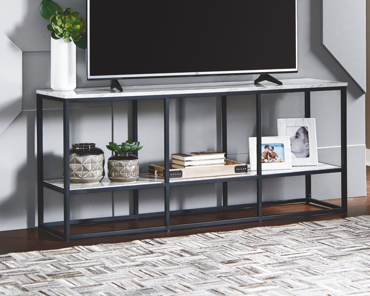 Donnesta – Gray / Black – Extra Large TV Stand W192-10