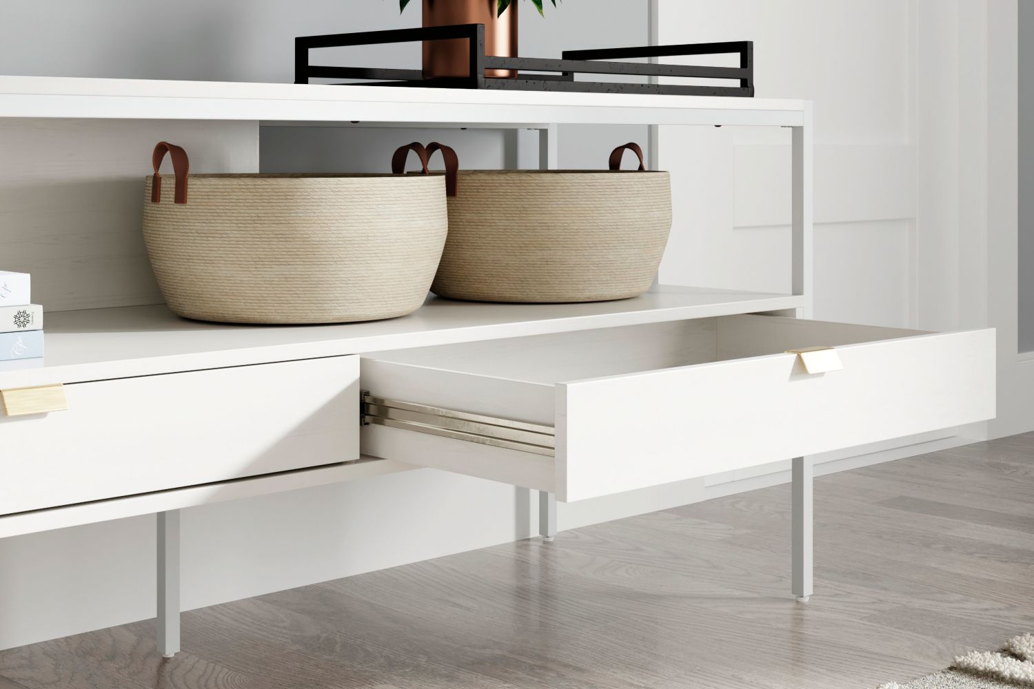 Deznee – White – Large TV Stand W162-68