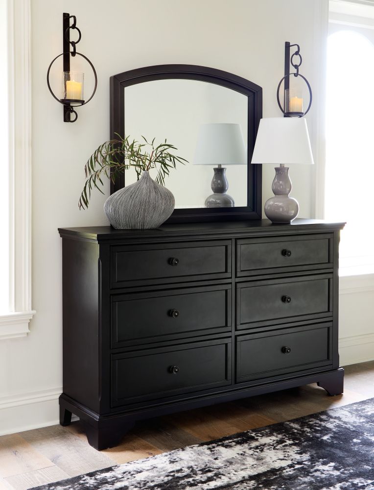 Chylanta – Black – 4 Pc. – Dresser, Mirror, King Sleigh Bed B739/31/36/78/76