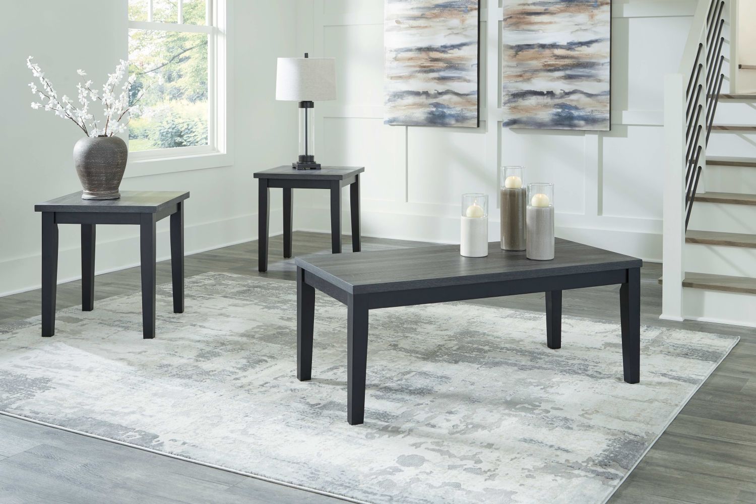 Garvine – Black / Gray – Occasional Table Set (Set of 3) T026-13
