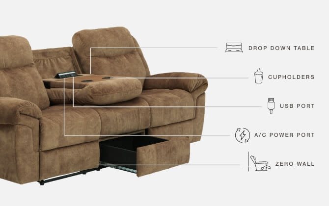Huddle-up – Nutmeg – Rec Sofa W/Drop Down Table 8230489