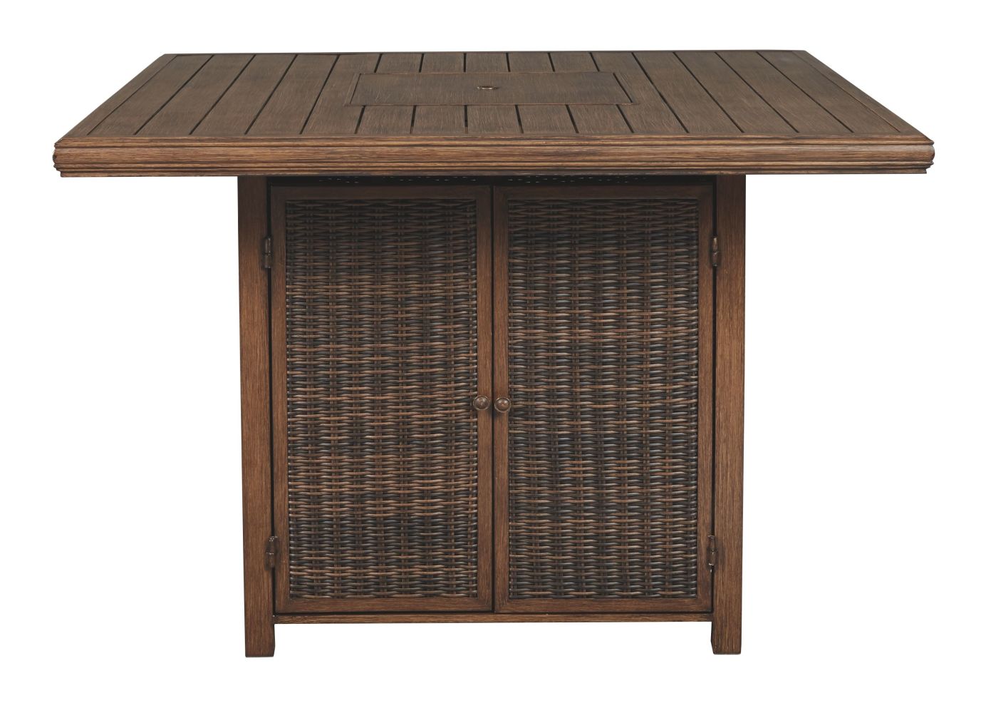 Paradise – Medium Brown – Square Bar Table W/Fire Pit P750-665