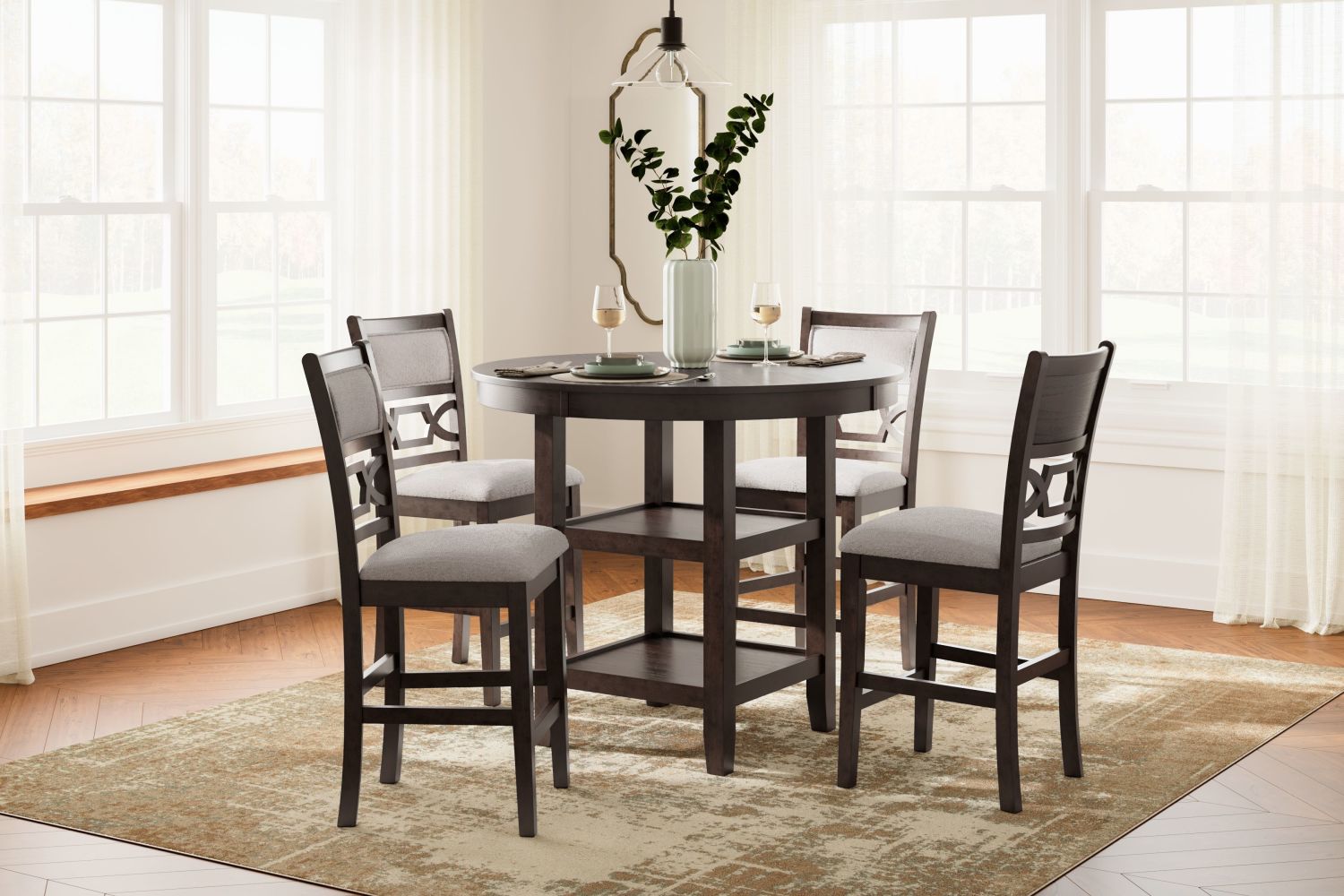 Langwest – Brown – Dining Room Counter Table Set (Set of 5) D422-223