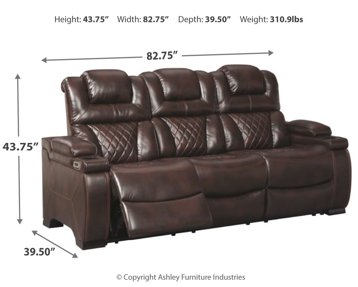 Warnerton – Brown Dark – Pwr Rec Sofa With Adj Headrest 7540715