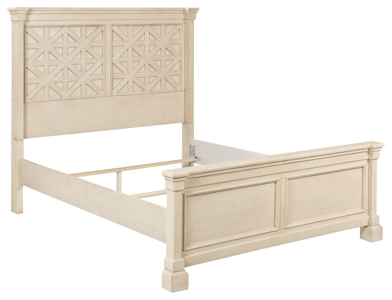 Bolanburg – Antique White – Queen Panel Bed – Lattice Headboard B647/57/54/96