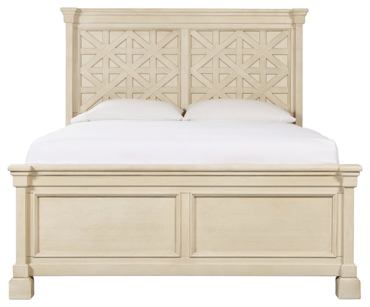 Bolanburg – Antique White – Queen Panel Bed – Lattice Headboard B647/57/54/96