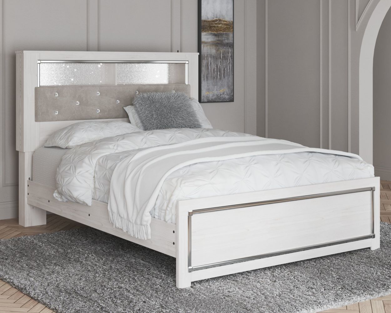 Altyra – White – 7 Pc. – Dresser, Mirror, Queen Panel Bookcase Bed, 2 Nightstands B2640/31/36/65/54/96/92(2)