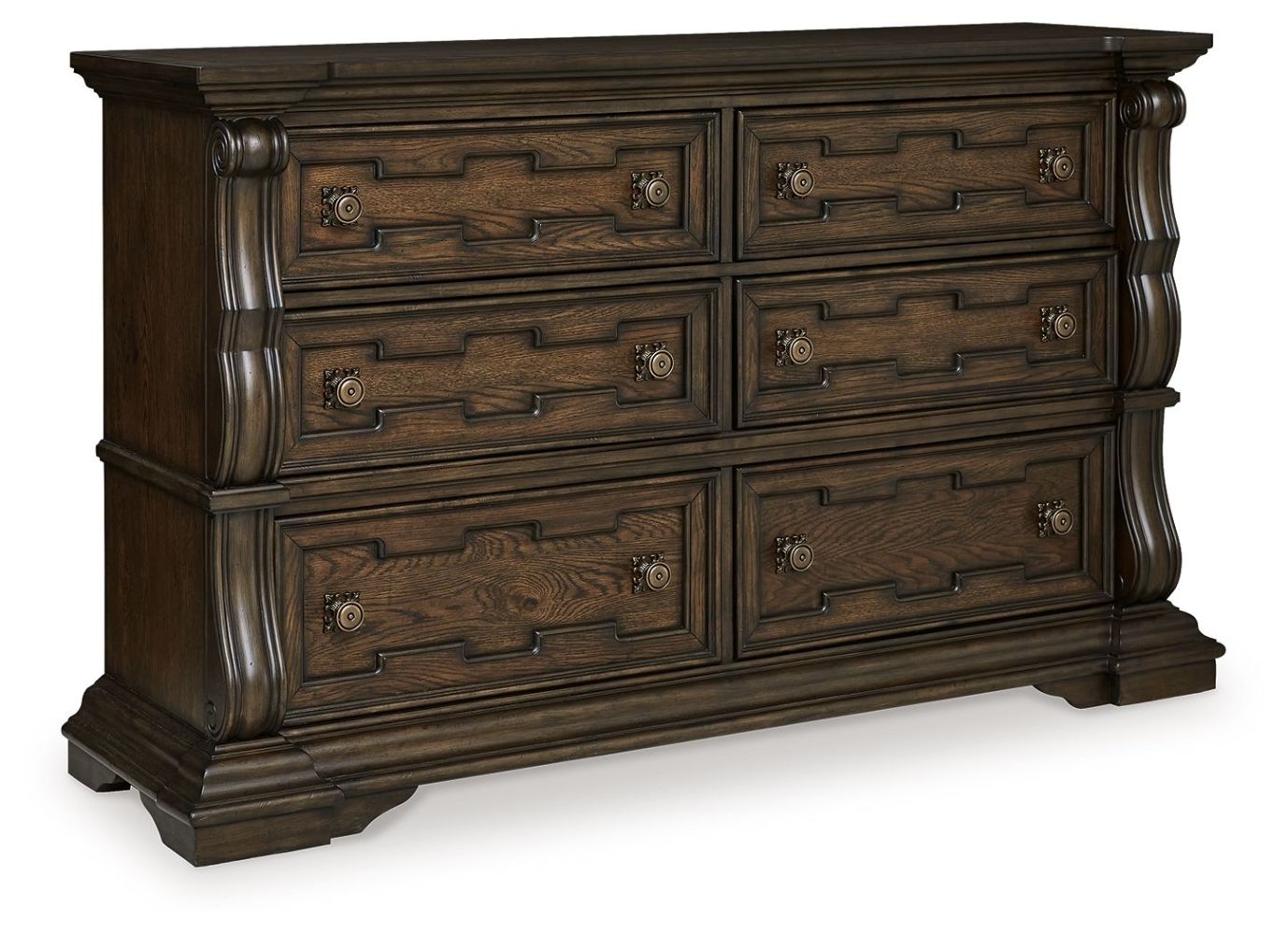Maylee – Dark Brown – 5 Pc. – Dresser, Mirror, King Upholstered Bed B947/31/36/58/56/97
