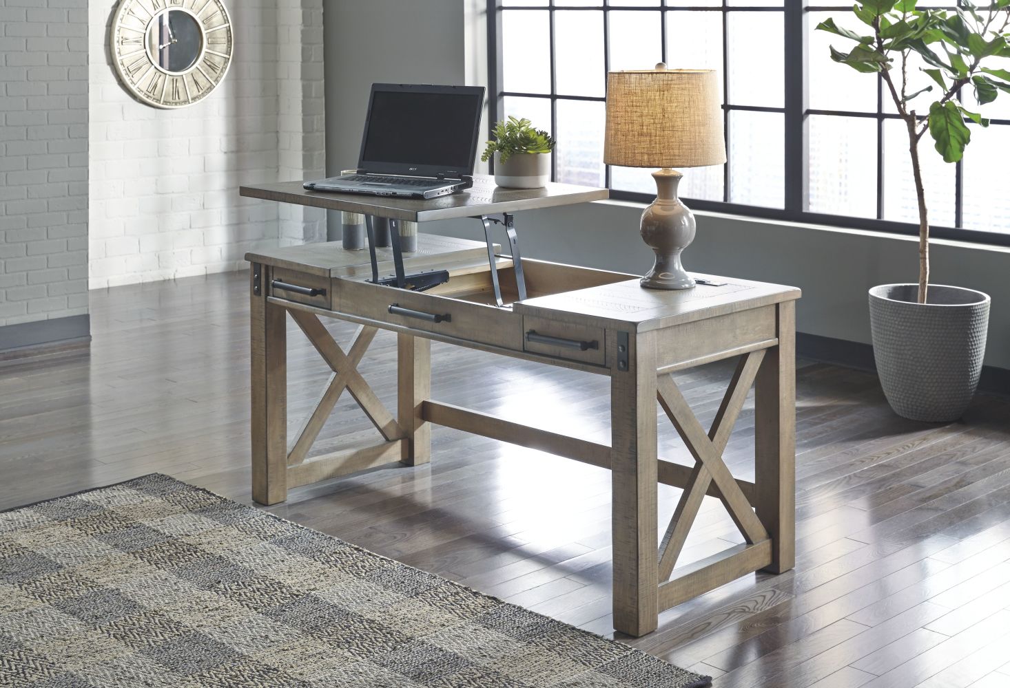 Aldwin – Gray – Home Office Lift Top Desk H837-54