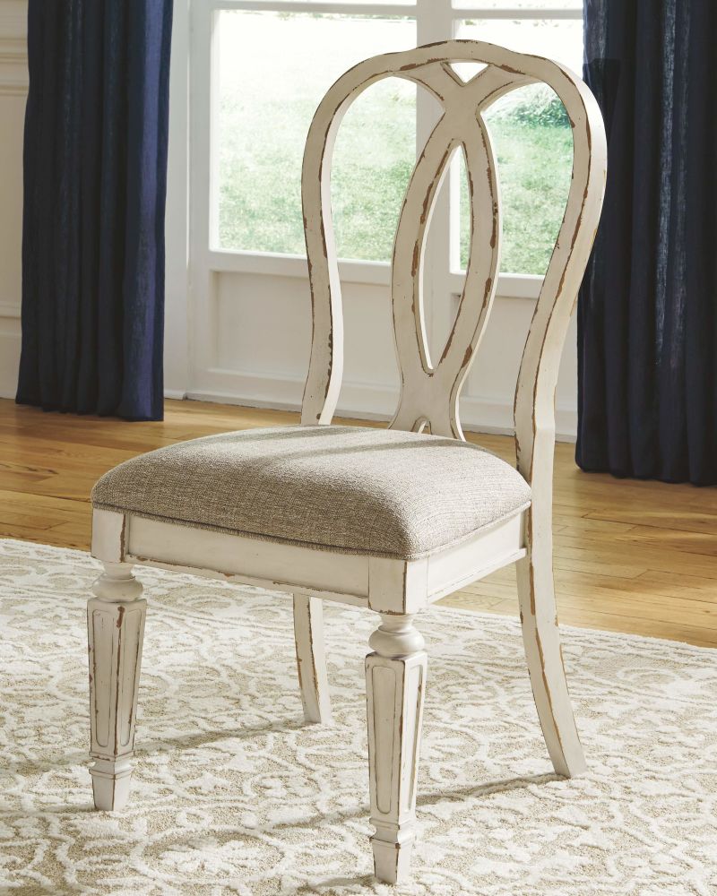 Realyn – White – 8 Pc. – Extension Table, 6 Ribbon Back Side Chairs, Server D743/35/02(6)/60