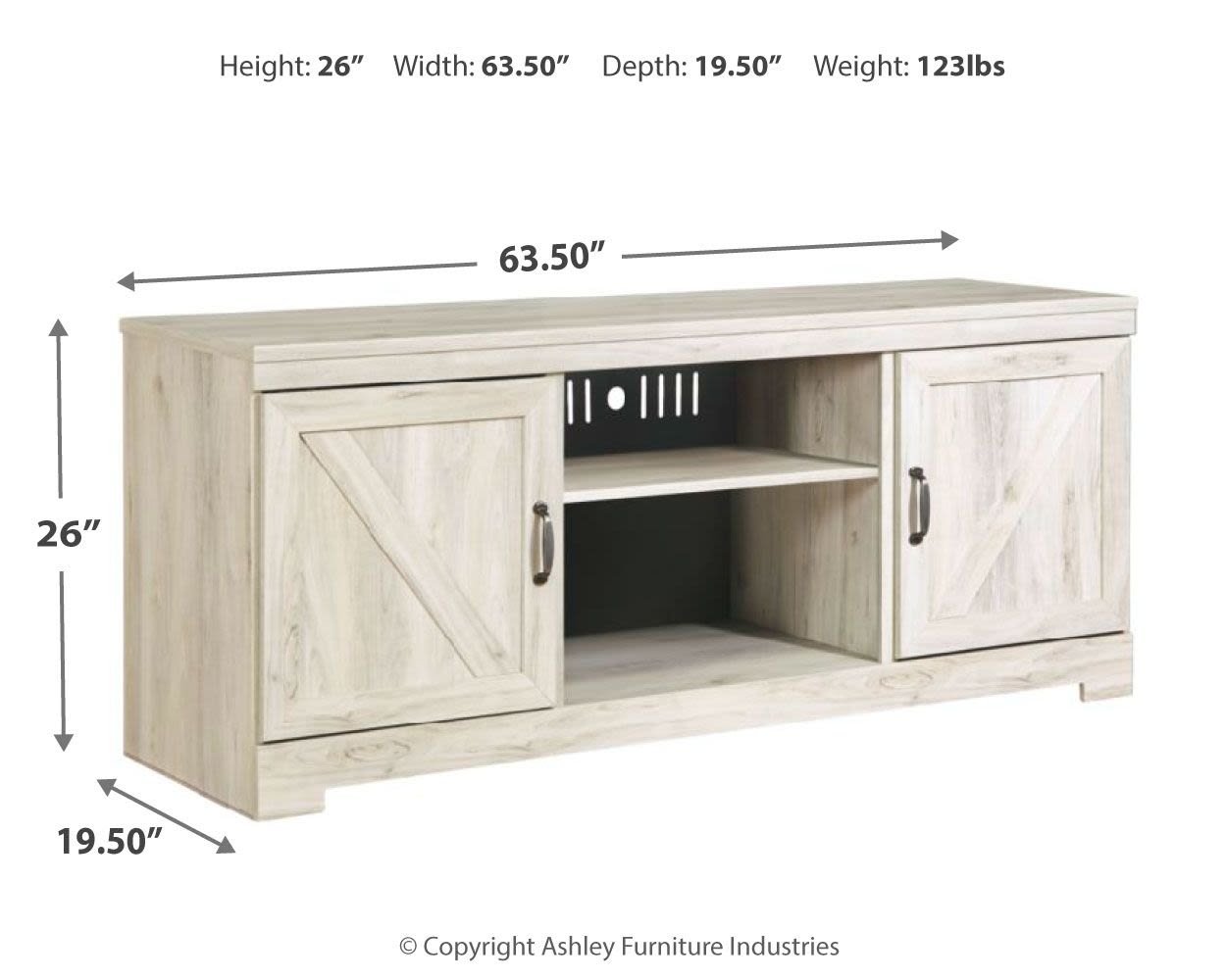 Bellaby – Whitewash – 63″ TV Stand W/Fireplace Option W331-68