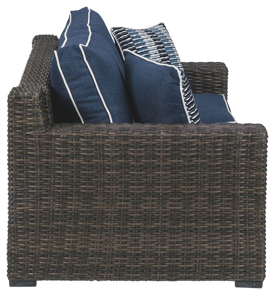 Grasson – Brown / Blue – Loveseat W/Cushion P783-835