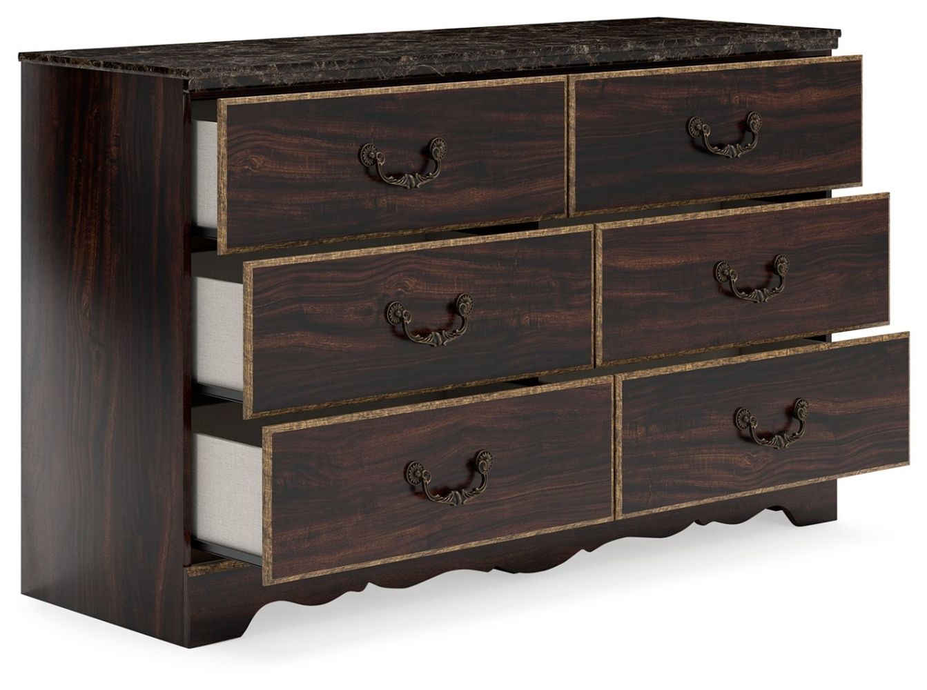 Glosmount – Two-tone- 7 Pc. – Dresser, Mirror, King Poster Bed, 2 Nightstands B1055/231/36/68/66/97/92(2)