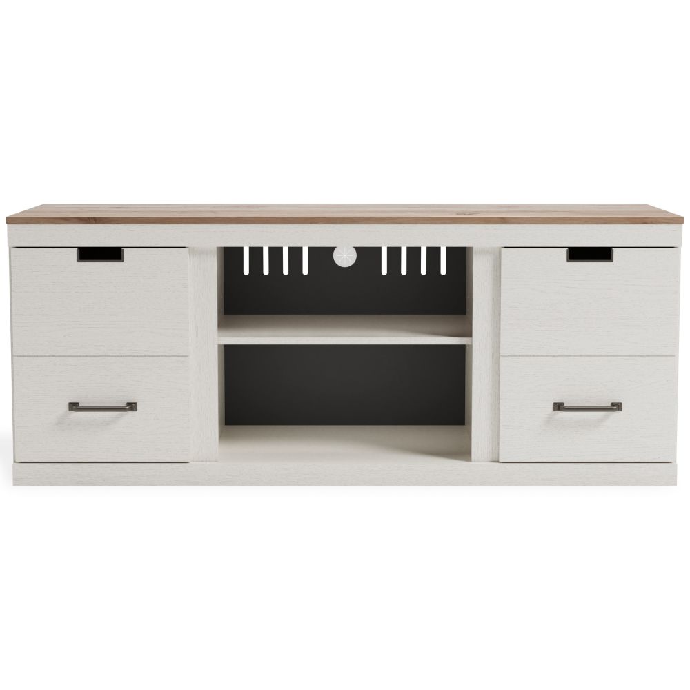Vaibryn – White / Brown – LG TV Stand W/Fireplace Option EW1428-168