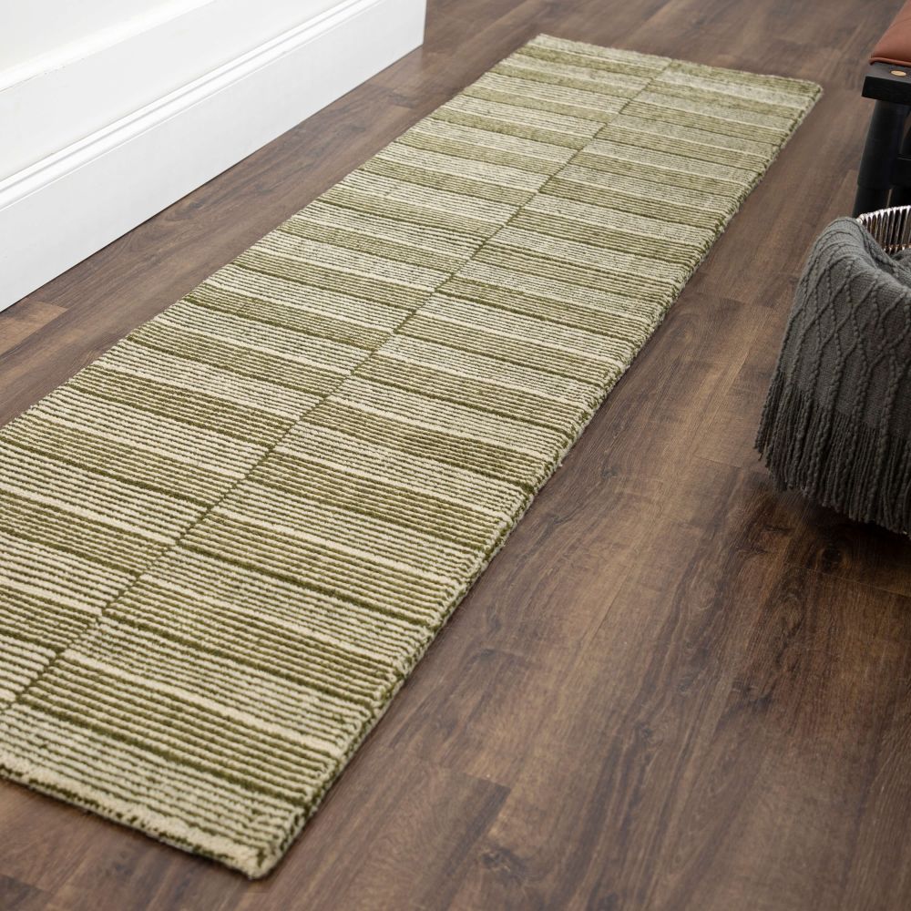 Karastan Rugs Bobby Berk Broken Stripe Moss 2’0″ x 8’0″ Runner R1091214024096IB