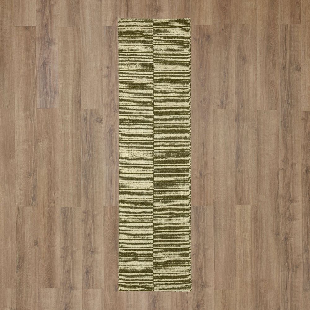 Karastan Rugs Bobby Berk Broken Stripe Moss 2’0″ x 8’0″ Runner R1091214024096IB