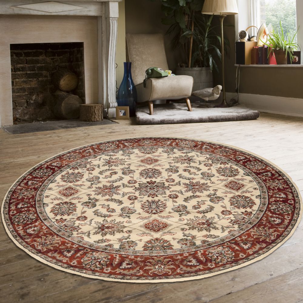 Radici USA Como 1592 Ivory/Brick 5’3″ x 5’3″ Round 15921055IVORYBRIC