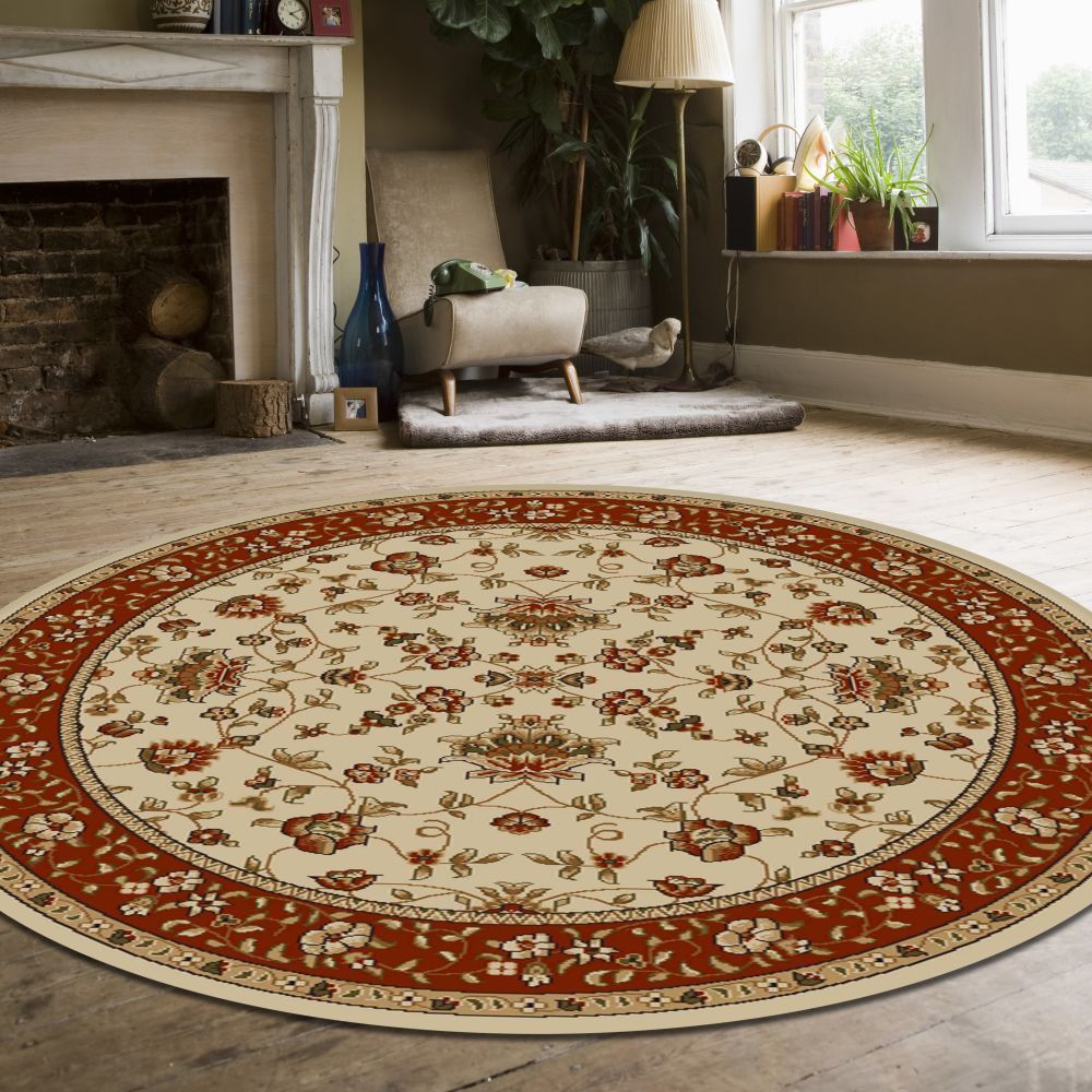 Radici USA Como 1597 Ivory/Brick 8’0″ x 8’0″ Round 15971446IVORYBRIC