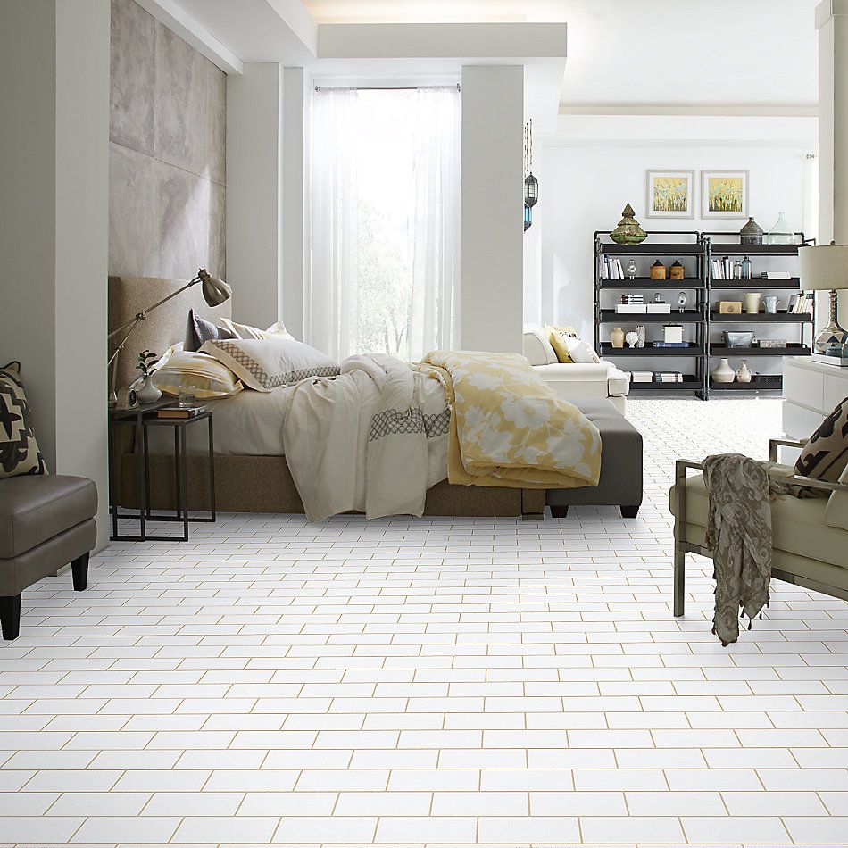 Shaw Floors Home Fn Gold Ceramic Baker Street 3×6 Gloss White 00100_TGL82