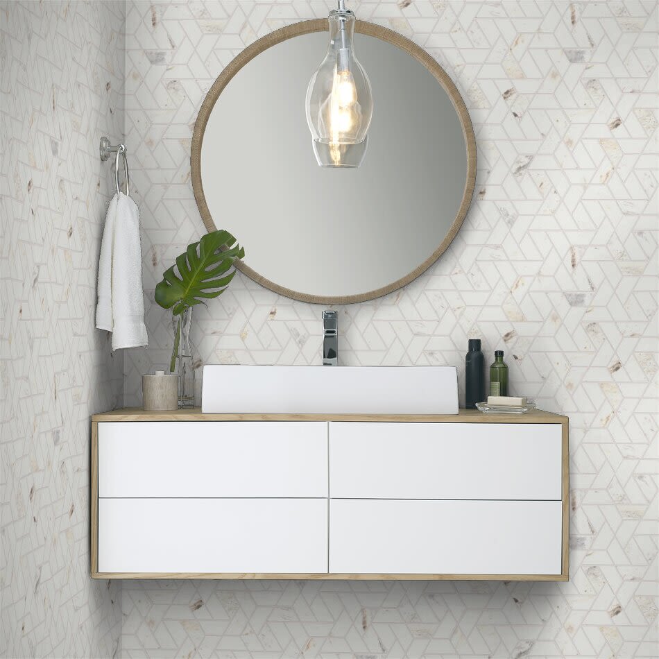 Shaw Floors Ceramic Solutions Chateau Double Hexagon Mosaic Cashmere White 00125_380TS