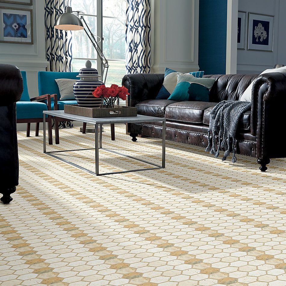 Shaw Floors Home Fn Gold Ceramic Del Ray Hexagon Mosaic Seaside 00126_TGL26