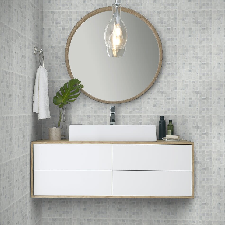Shaw Floors Ceramic Solutions Chateau Basketweave Mosaic Bianco Carrara 00150_CS22Z