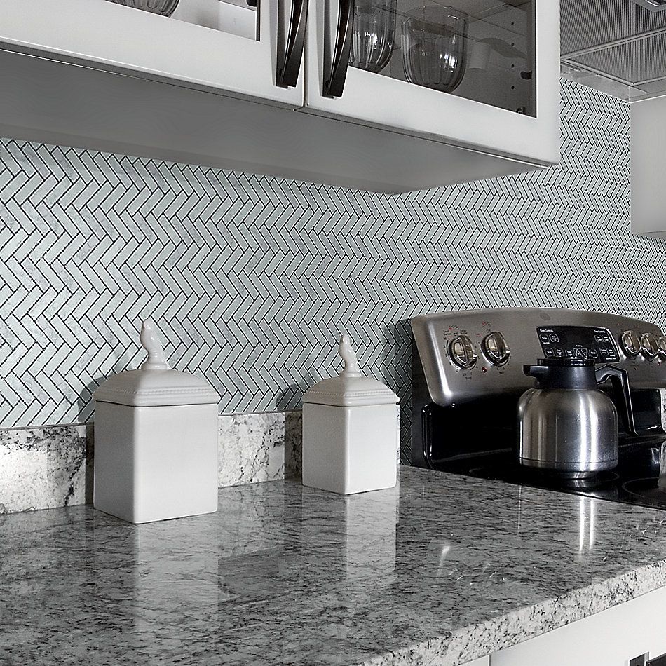 Shaw Floors Home Fn Gold Ceramic Estate Herringbone Mosaic Bianco Carrara 00150_TGN88